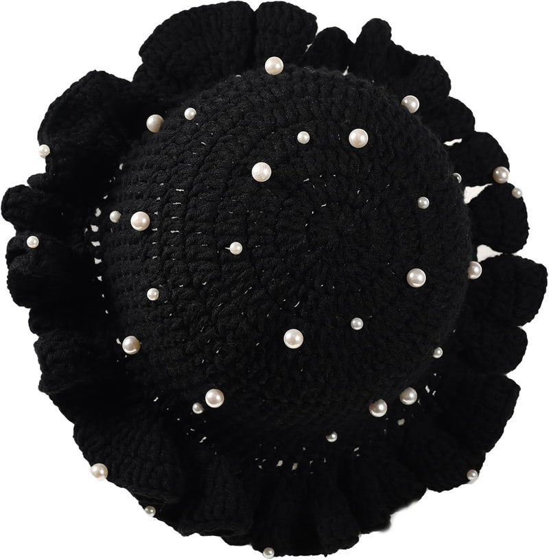 Ahouws Crochet Bucket Hat Women Trendy Knit Floppy Cap Cute Boho Handmade Beanies Outdoor Boho Travel Fishing Hat - Image 3